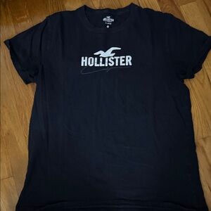 Hollister Boys Black Tee with White Hollister Logo